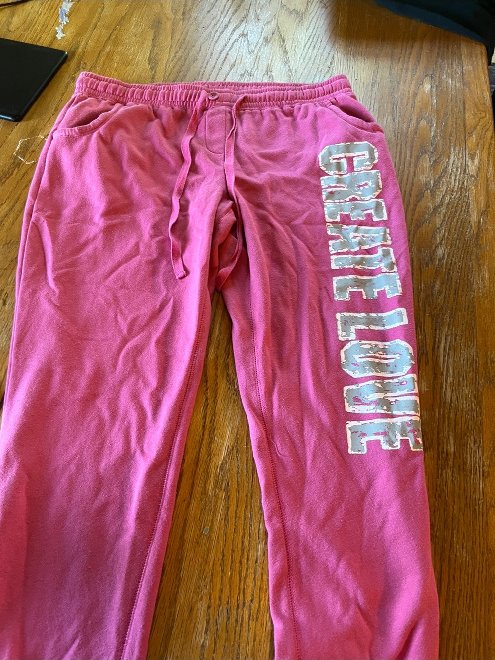 Girls Pink Graphic Sweatpants - Create Love